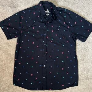 Sony PlayStation Men's Black Shirt with PlayStation Controller Symbols Print
